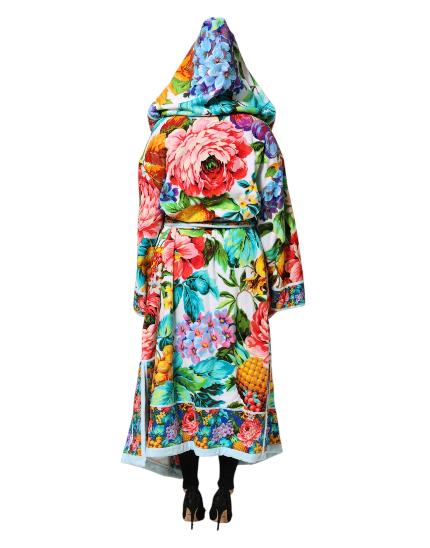 Dolce & Gabbana Multicolor Floral Print Belted Bathrobe Coat Jacket by Dolce & Gabbana