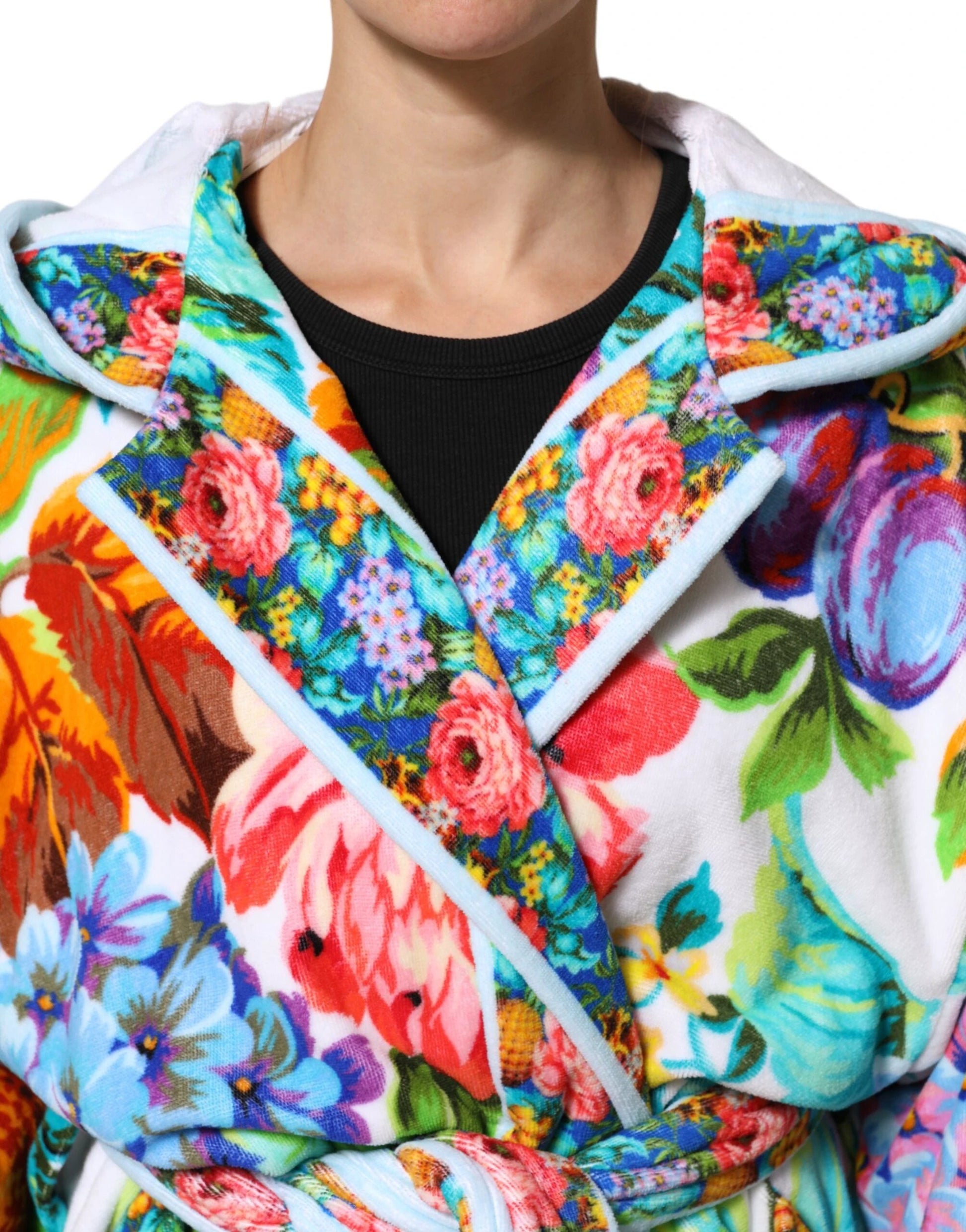 Dolce & Gabbana Multicolor Floral Print Belted Bathrobe Coat Jacket by Dolce & Gabbana