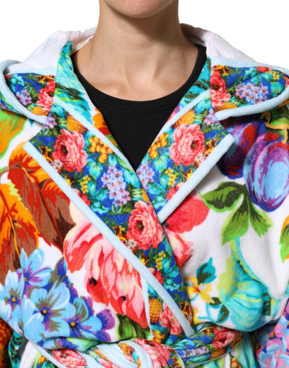 Dolce & Gabbana Multicolor Floral Print Belted Bathrobe Coat Jacket by Dolce & Gabbana