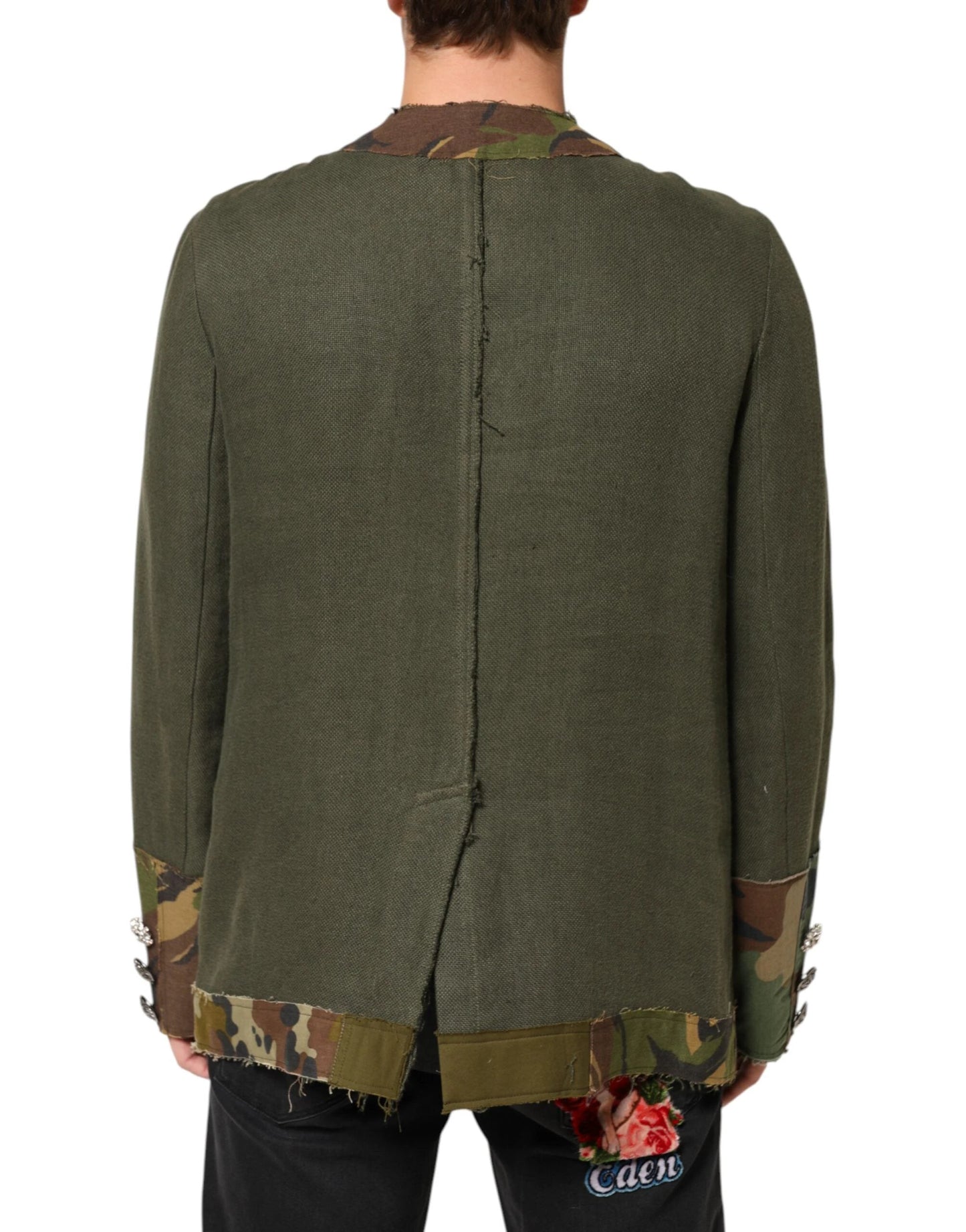 Dolce & Gabbana Brown Camouflage Linen Button Down Jacket by Dolce & Gabbana