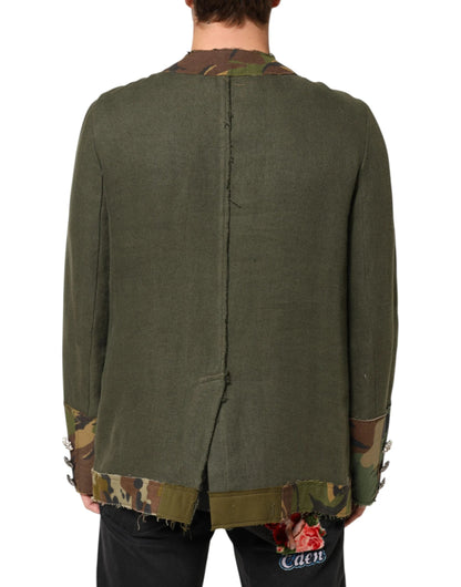 Dolce & Gabbana Brown Camouflage Linen Button Down Jacket by Dolce & Gabbana