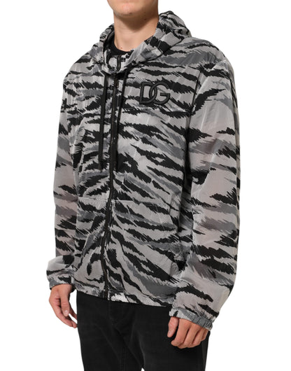 Veste sweat à capuche Dolce & Gabbana camouflage en polyamide gris – JKT4109