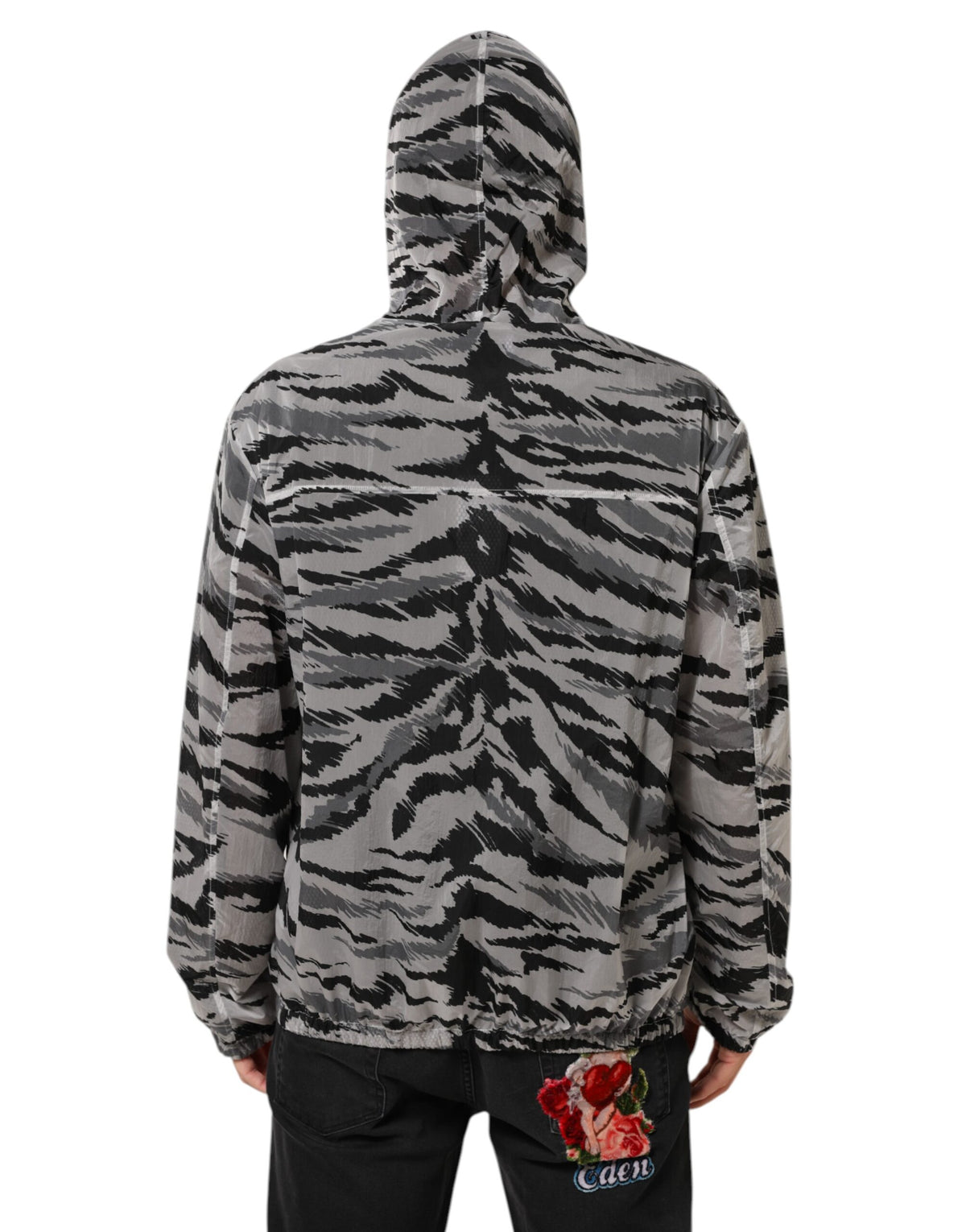 Veste sweat à capuche Dolce & Gabbana camouflage en polyamide gris – JKT4109