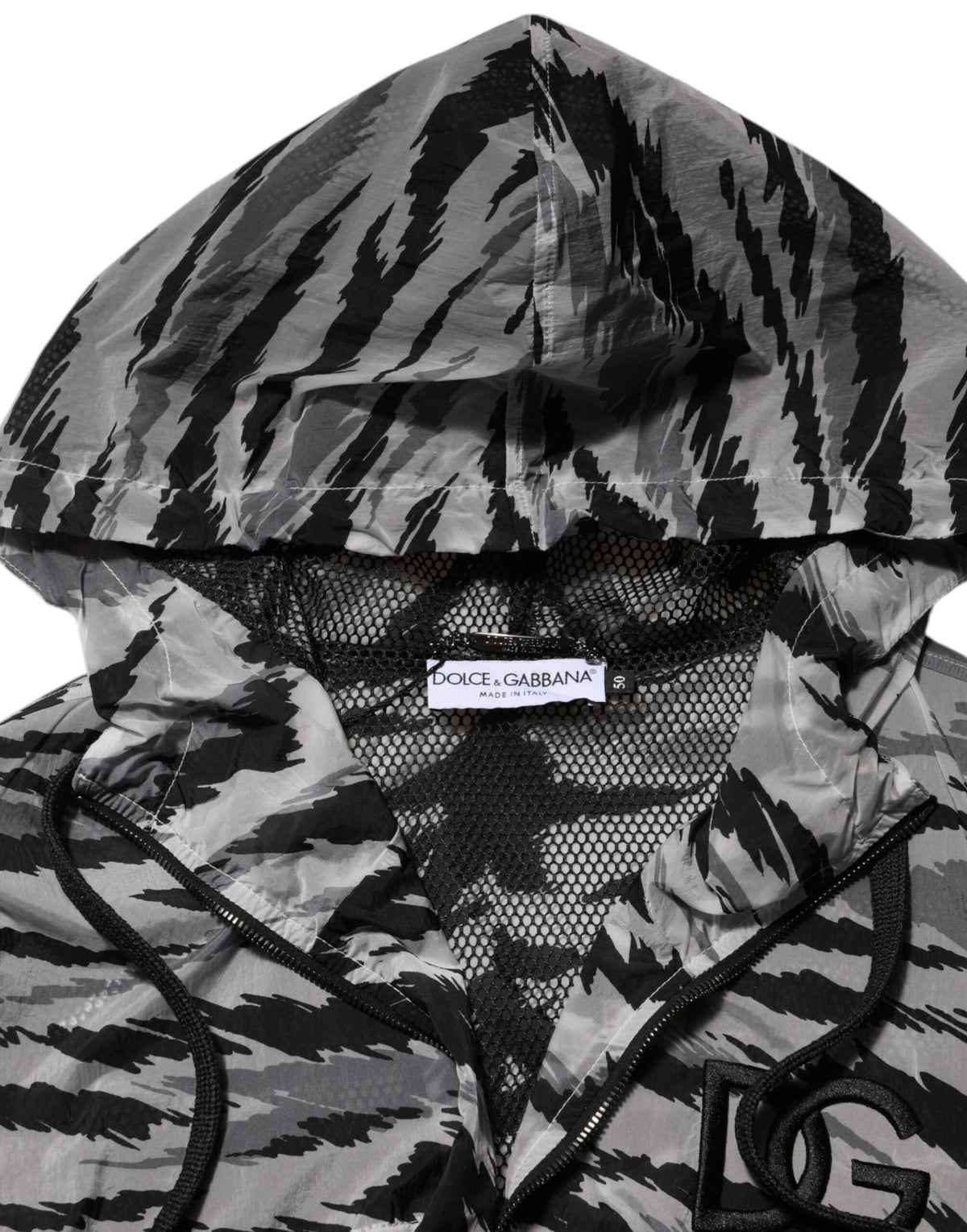 Veste sweat à capuche Dolce & Gabbana camouflage en polyamide gris – JKT4109