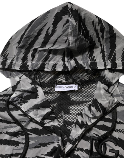 Veste sweat à capuche Dolce & Gabbana camouflage en polyamide gris – JKT4109
