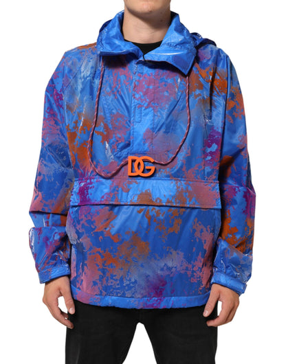 Dolce & Gabbana Blue Tie Dye Logo Hooded Sweatshirt Jacket by Dolce & Gabbana