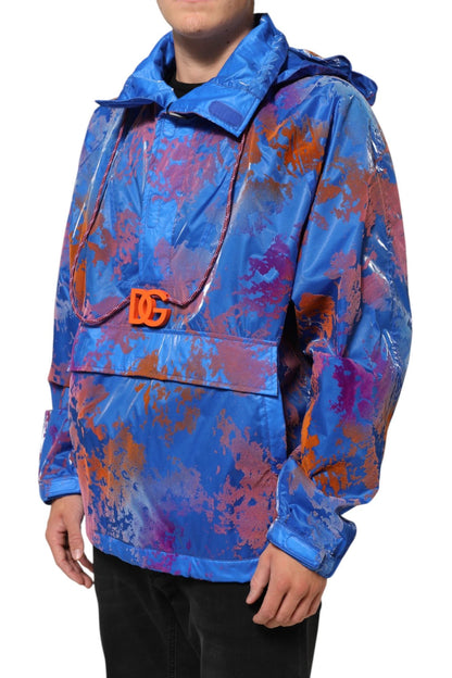 Dolce & Gabbana Blue Tie Dye Logo Hooded Sweatshirt Jacket by Dolce & Gabbana