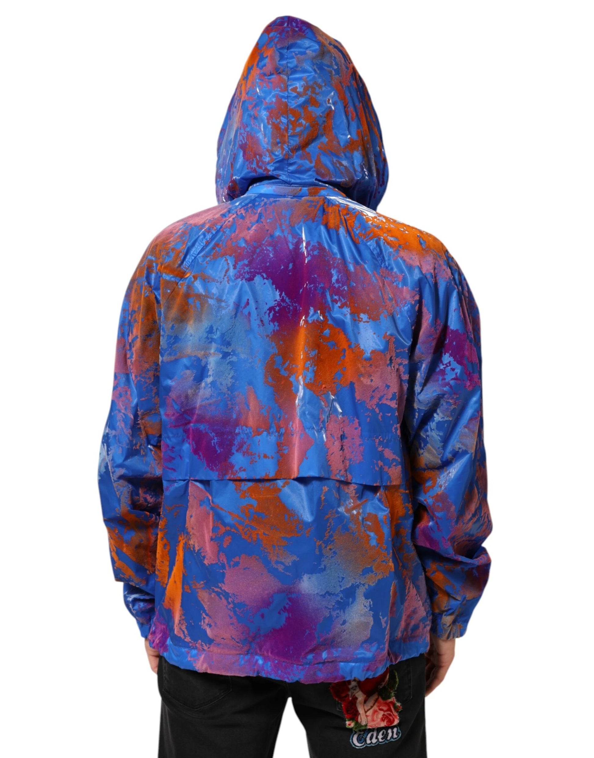 Dolce & Gabbana Blue Tie Dye Logo Hooded Sweatshirt Jacket by Dolce & Gabbana