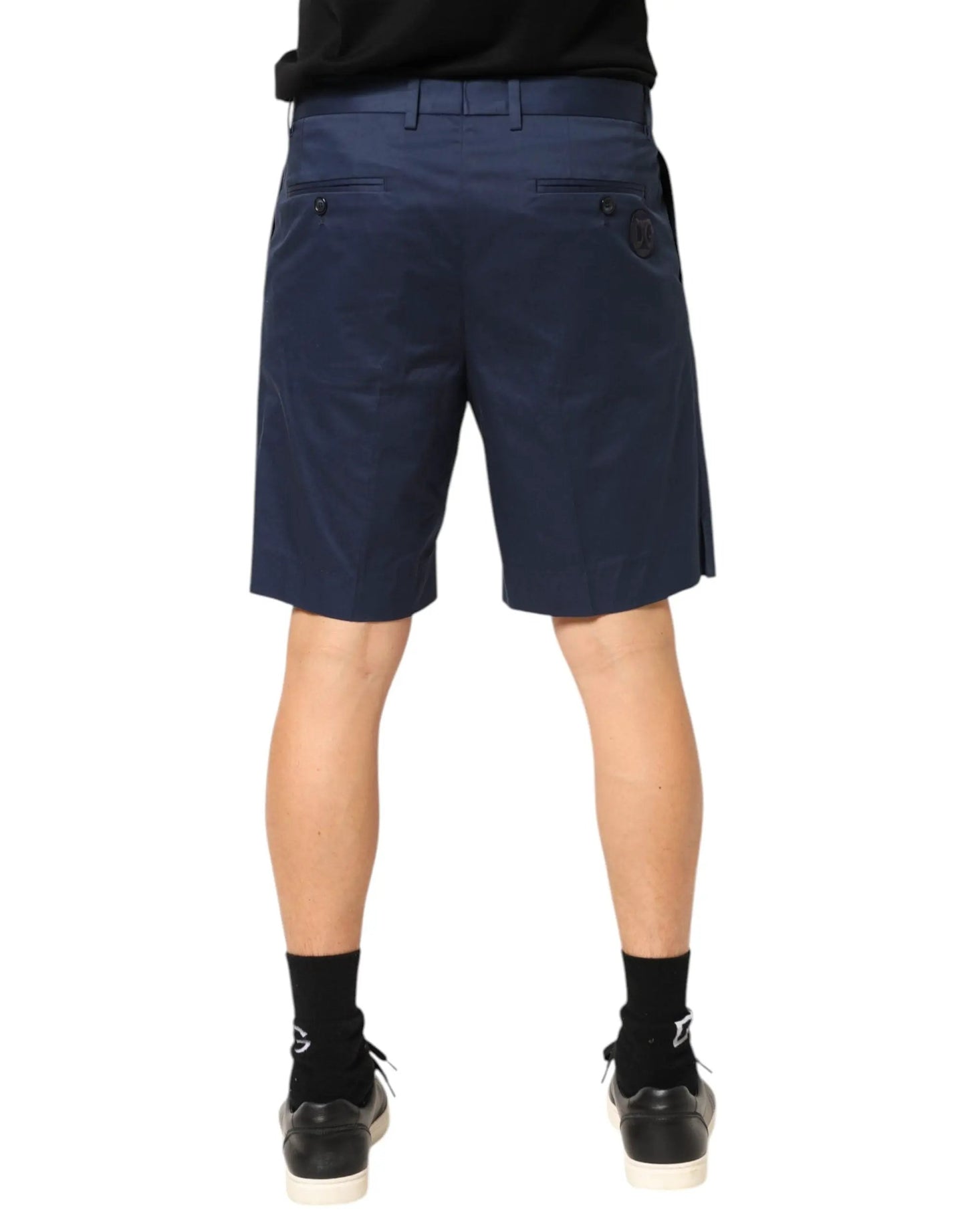 Dolce & Gabbana Blue Cotton Stretch Mid Waist Bermuda Shorts by Dolce & Gabbana
