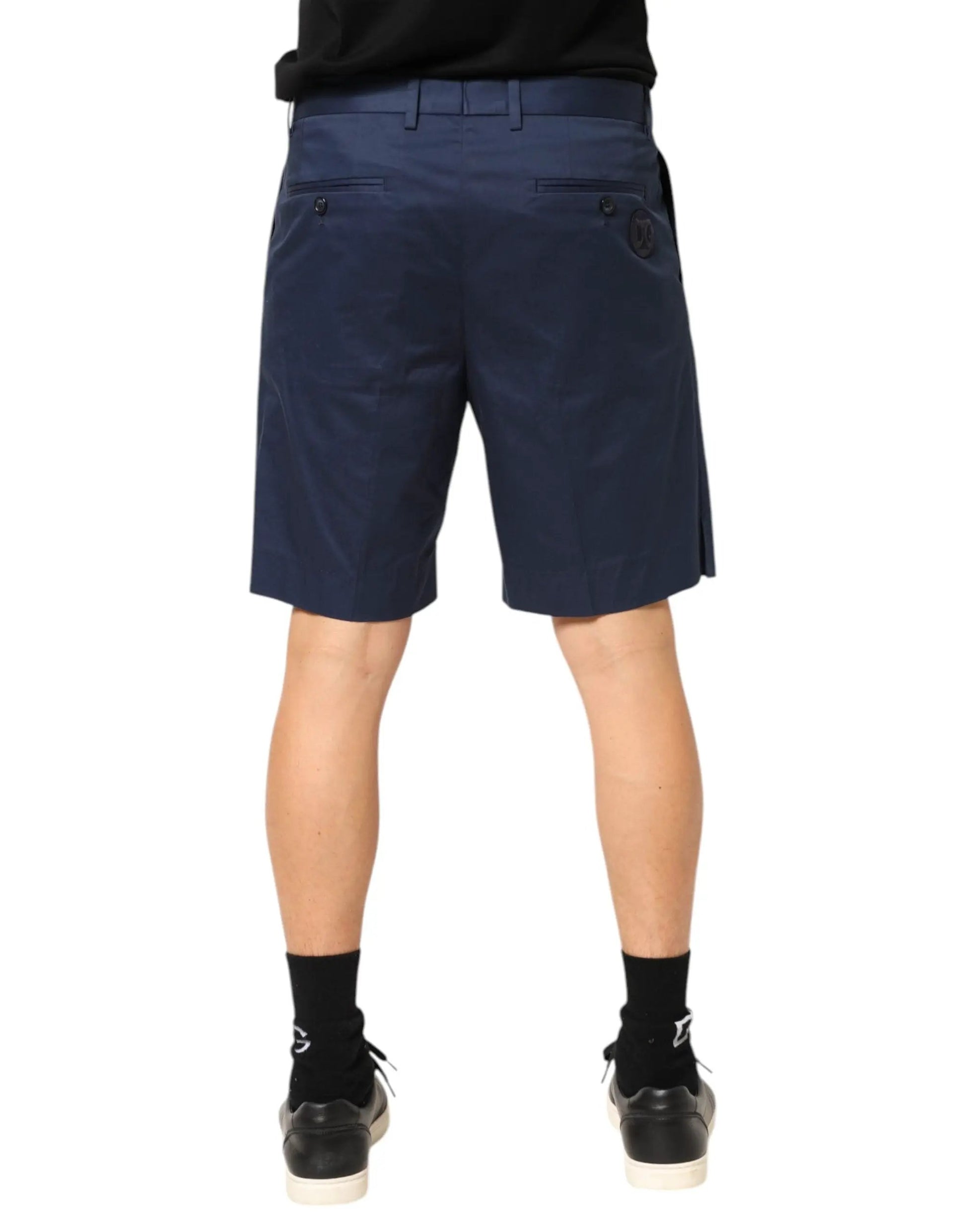 Dolce & Gabbana Blue Cotton Stretch Mid Waist Bermuda Shorts by Dolce & Gabbana
