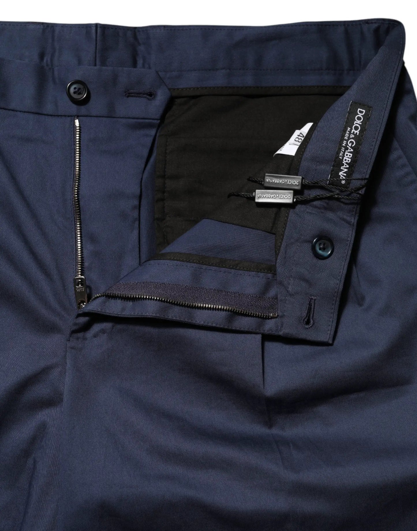 Dolce & Gabbana Blue Cotton Stretch Mid Waist Bermuda Shorts by Dolce & Gabbana