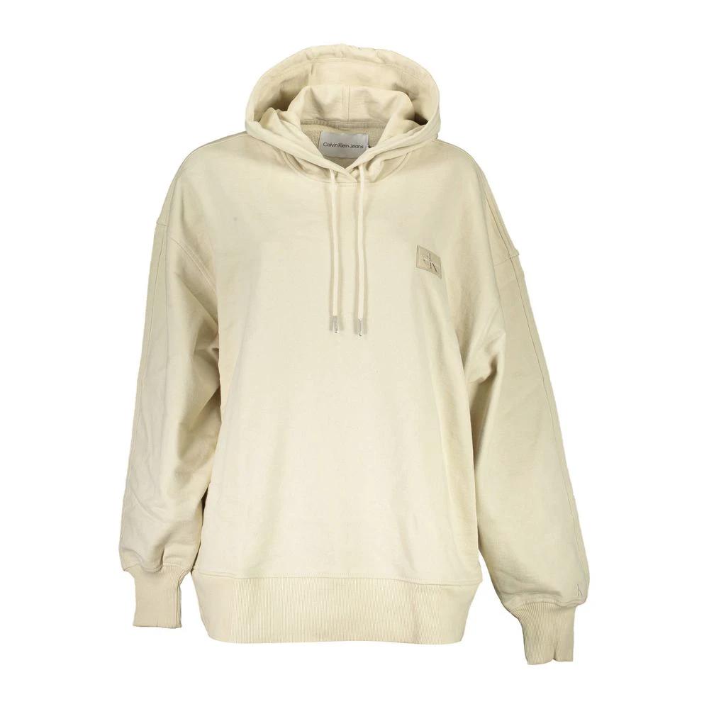 Calvin Klein Beige Recycled Cotton Women Hoodie by Calvin Klein