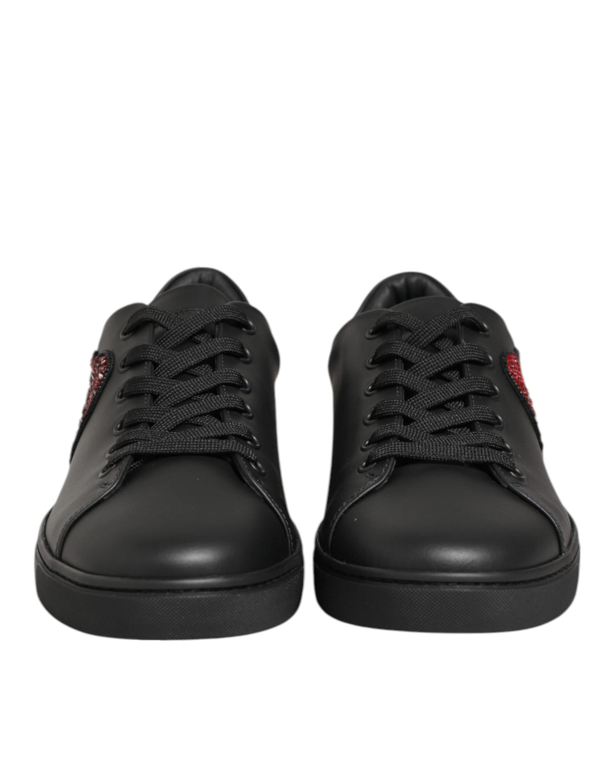 Baskets Dolce & Gabbana femme cœur en cristaux en cuir noir – LA12923