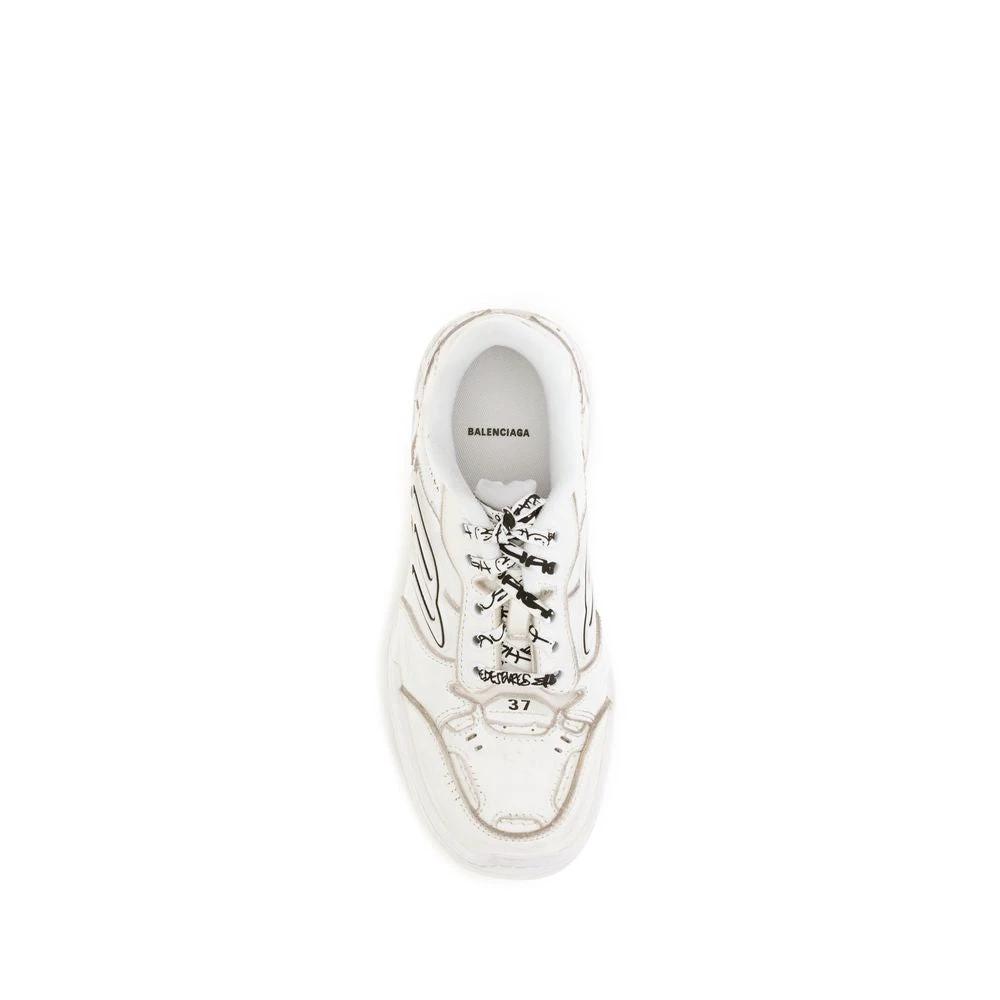 Balenciaga White Calf Leather Bos Taurus Athletic Sneakers by Balenciaga