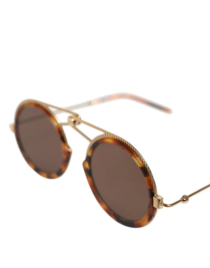 Dolce & Gabbana Gold Havana Frame DG Fatto A Mano Eyewea Sunglasses by Dolce & Gabbana