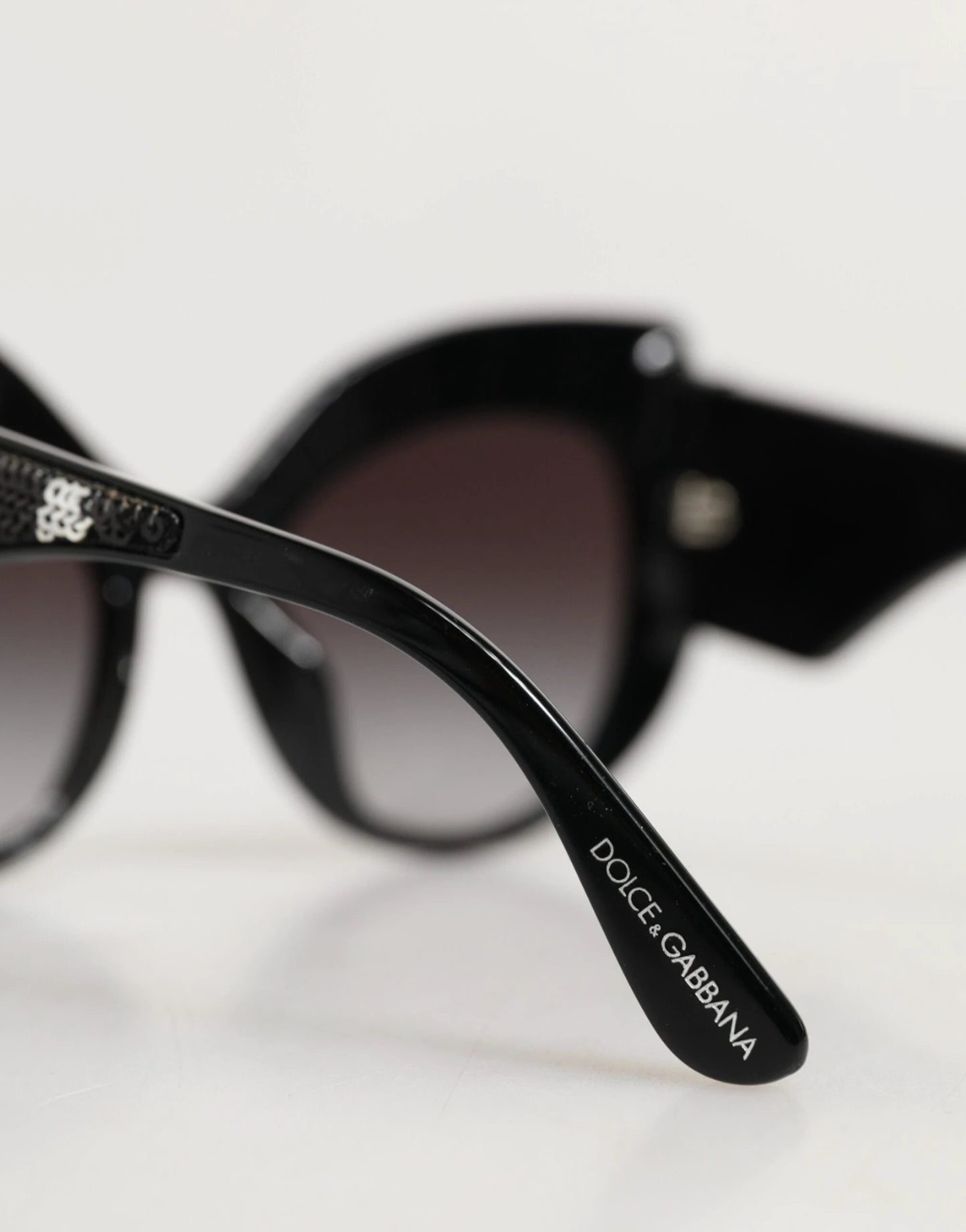 Dolce & Gabbana Black Silver Sequin Butterfly Polarized Sunglasses by Dolce & Gabbana