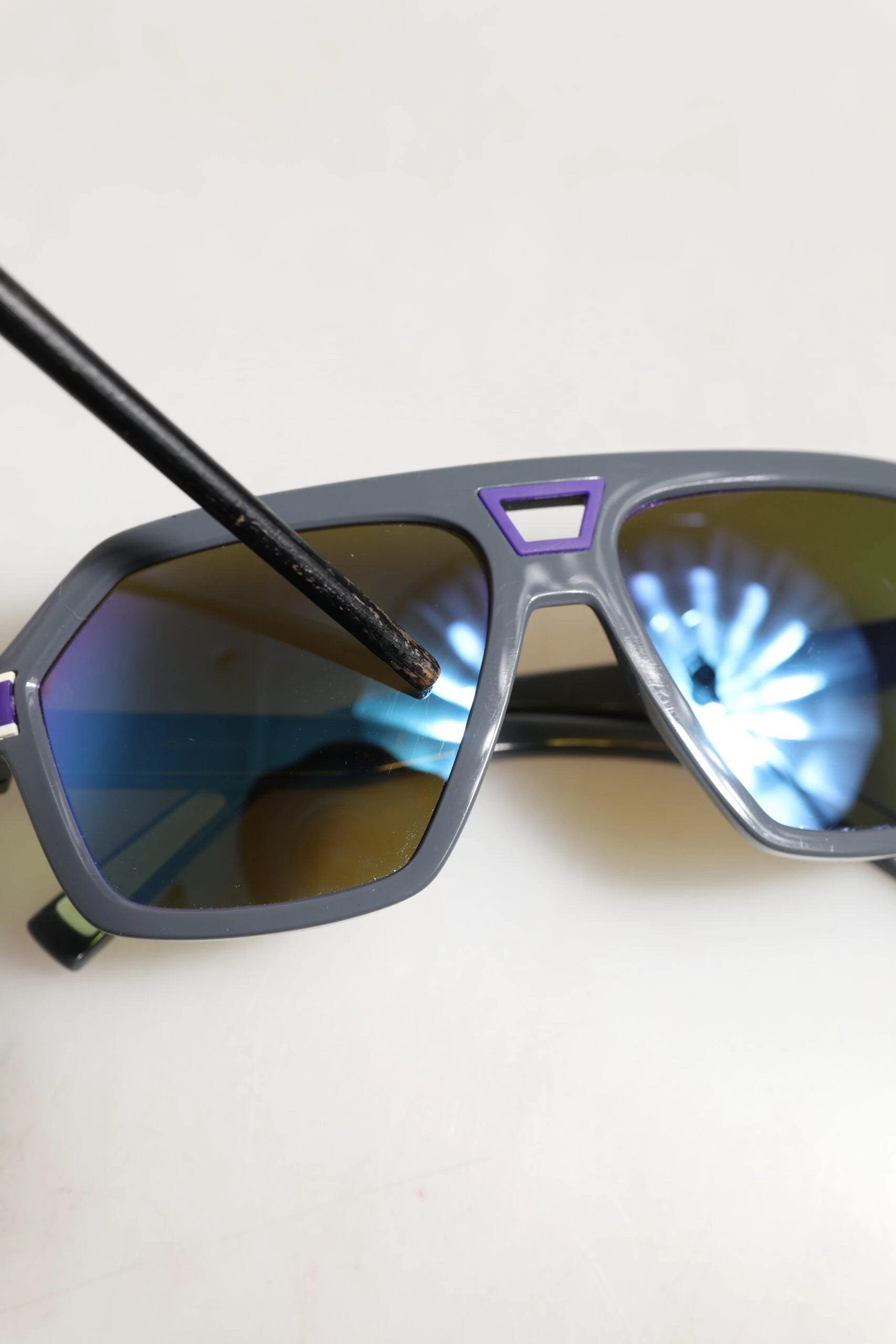 Dolce & Gabbana Blue Acetate Aviator Shades Eyewear Sunglasses by Dolce & Gabbana