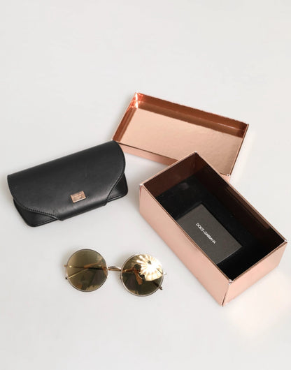Dolce & Gabbana Gold Metal Round Shades Eyewear Sunglasses by Dolce & Gabbana