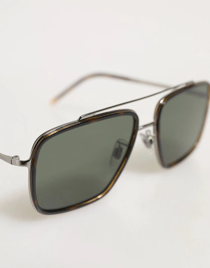 Dolce & Gabbana Silver Metal Frame Polarized Navigator Sunglasses by Dolce & Gabbana