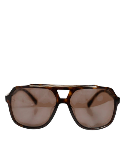 Dolce & Gabbana Dark Brown Tortoise Shell Pilot Frame Sunglasses by Dolce & Gabbana