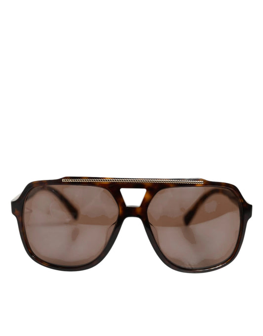 Dolce & Gabbana Dark Brown Tortoise Shell Pilot Frame Sunglasses by Dolce & Gabbana