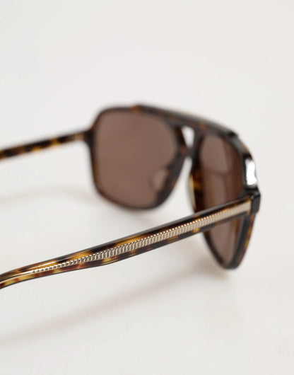 Dolce & Gabbana Dark Brown Tortoise Shell Pilot Frame Sunglasses by Dolce & Gabbana