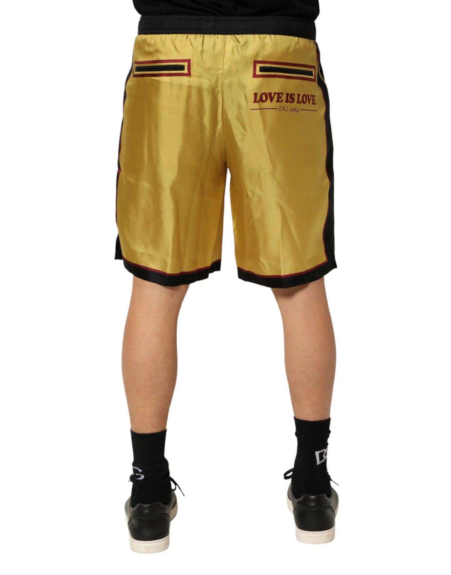 Dolce & Gabbana Yellow Floral Print Silk Men Bermuda Shorts by Dolce & Gabbana