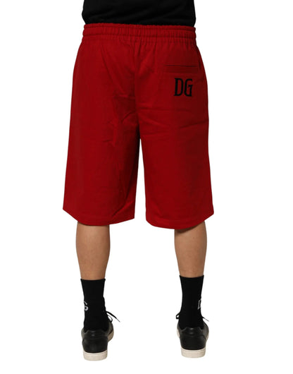 Dolce & Gabbana Red Cotton MidWaist Drawstring Bermuda Pants by Dolce & Gabbana
