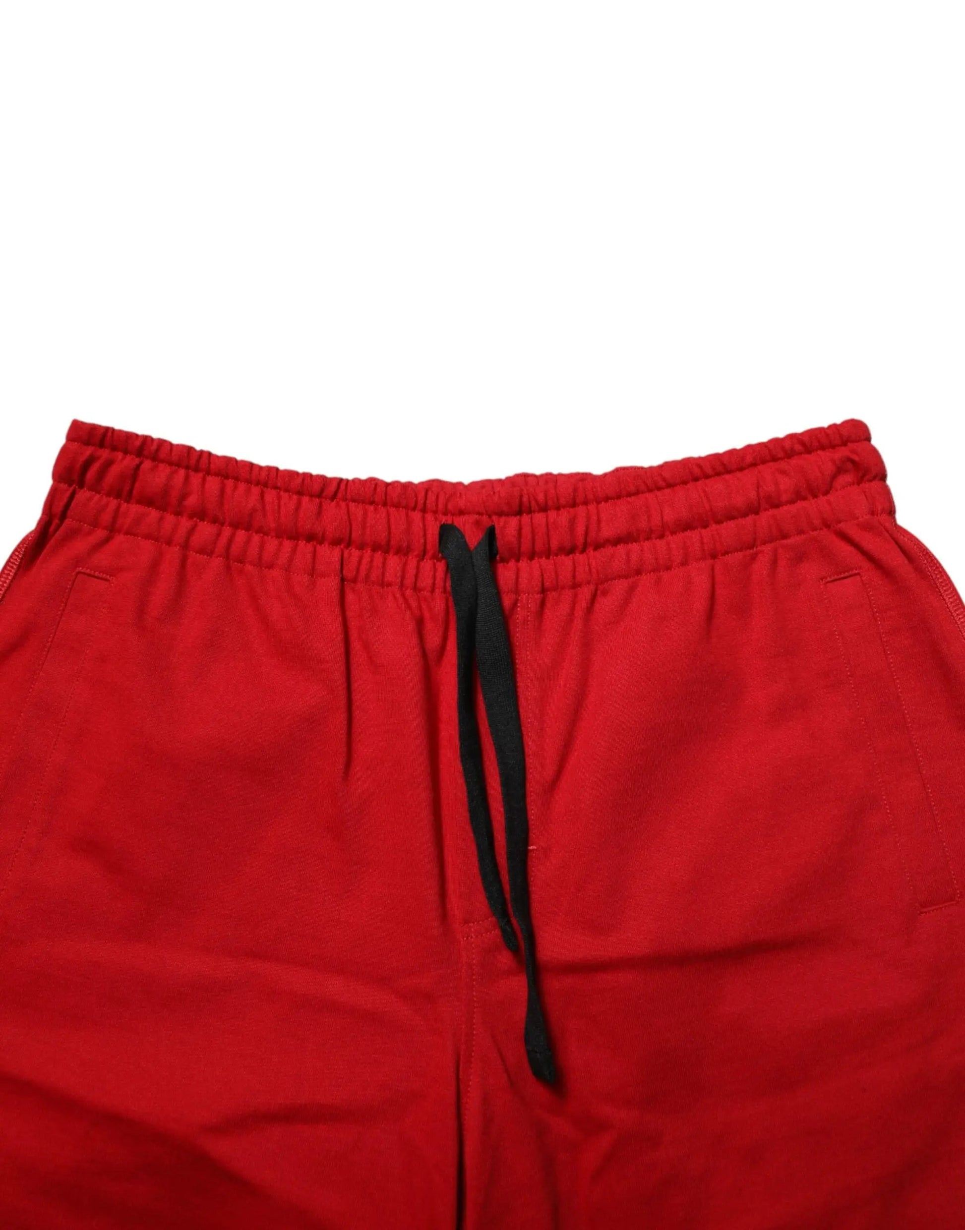 Dolce & Gabbana Red Cotton MidWaist Drawstring Bermuda Pants by Dolce & Gabbana
