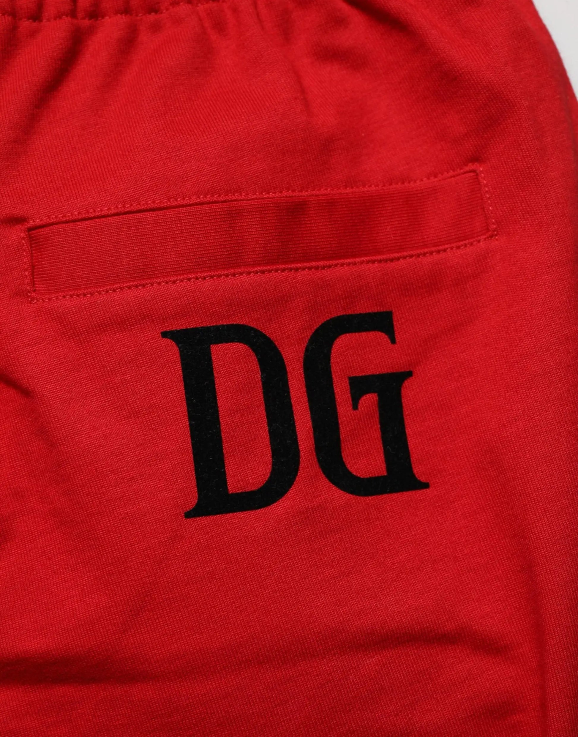 Dolce & Gabbana Red Cotton MidWaist Drawstring Bermuda Pants by Dolce & Gabbana