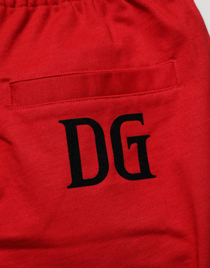 Dolce & Gabbana Red Cotton MidWaist Drawstring Bermuda Pants by Dolce & Gabbana