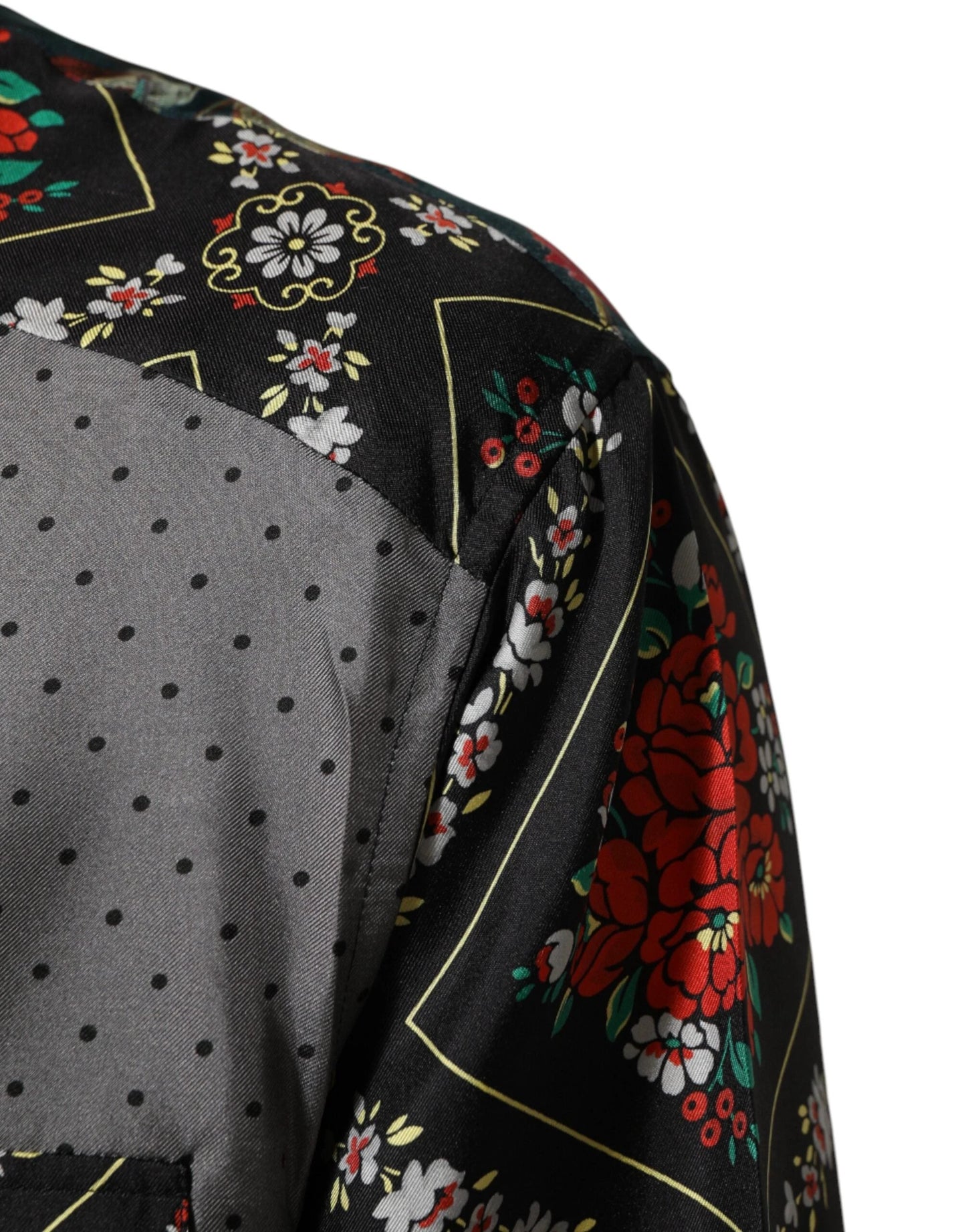 Dolce & Gabbana Multicolor Patchwork Long Sleeves Silk Shirt by Dolce & Gabbana