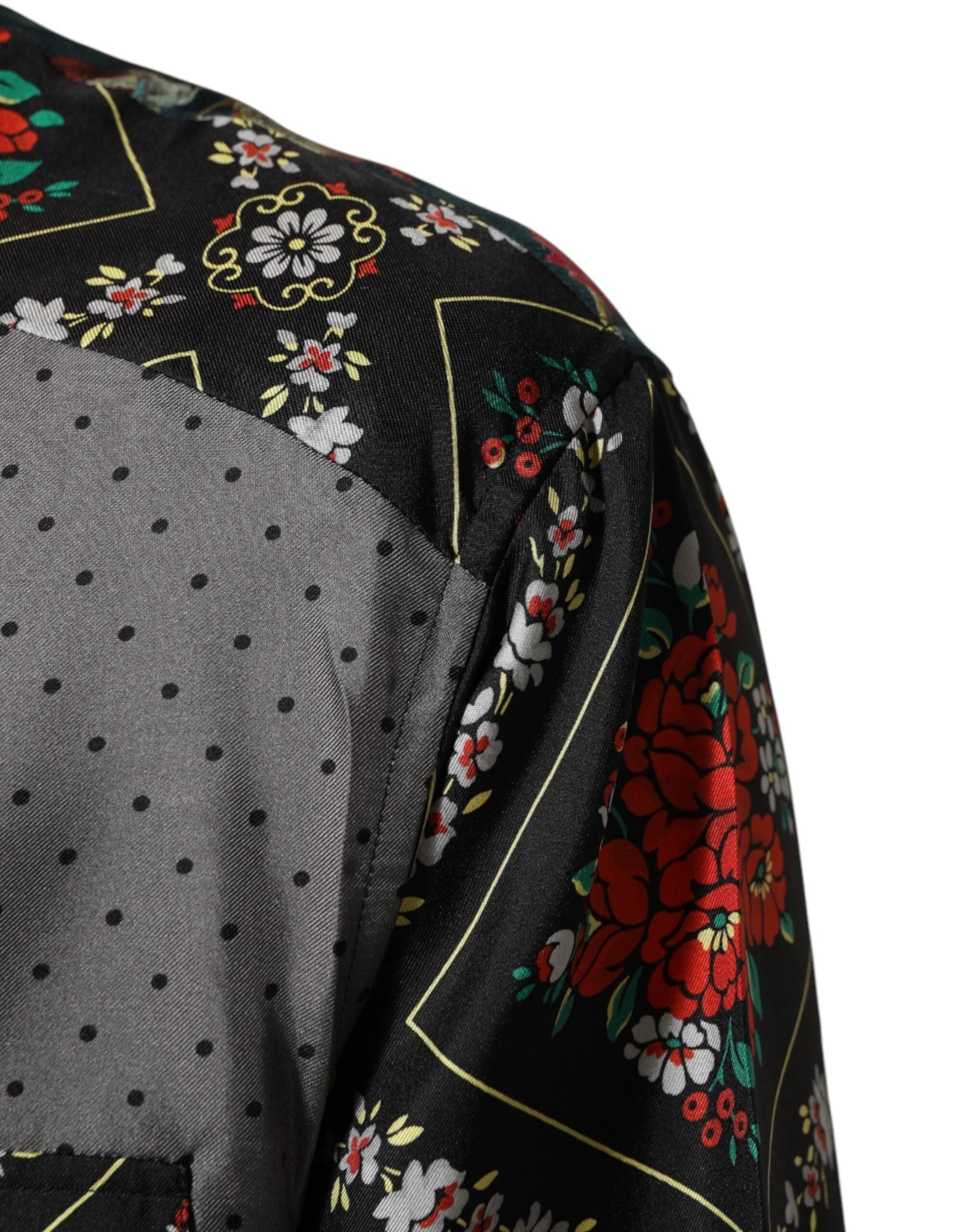 Dolce & Gabbana Multicolor Patchwork Long Sleeves Silk Shirt by Dolce & Gabbana