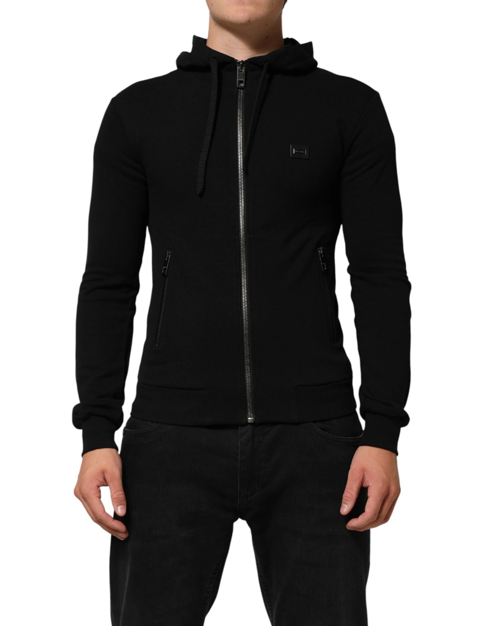 Dolce & Gabbana Sweater Black Cotton Hooded Men Sweatshirt Sweater by Dolce & Gabbana