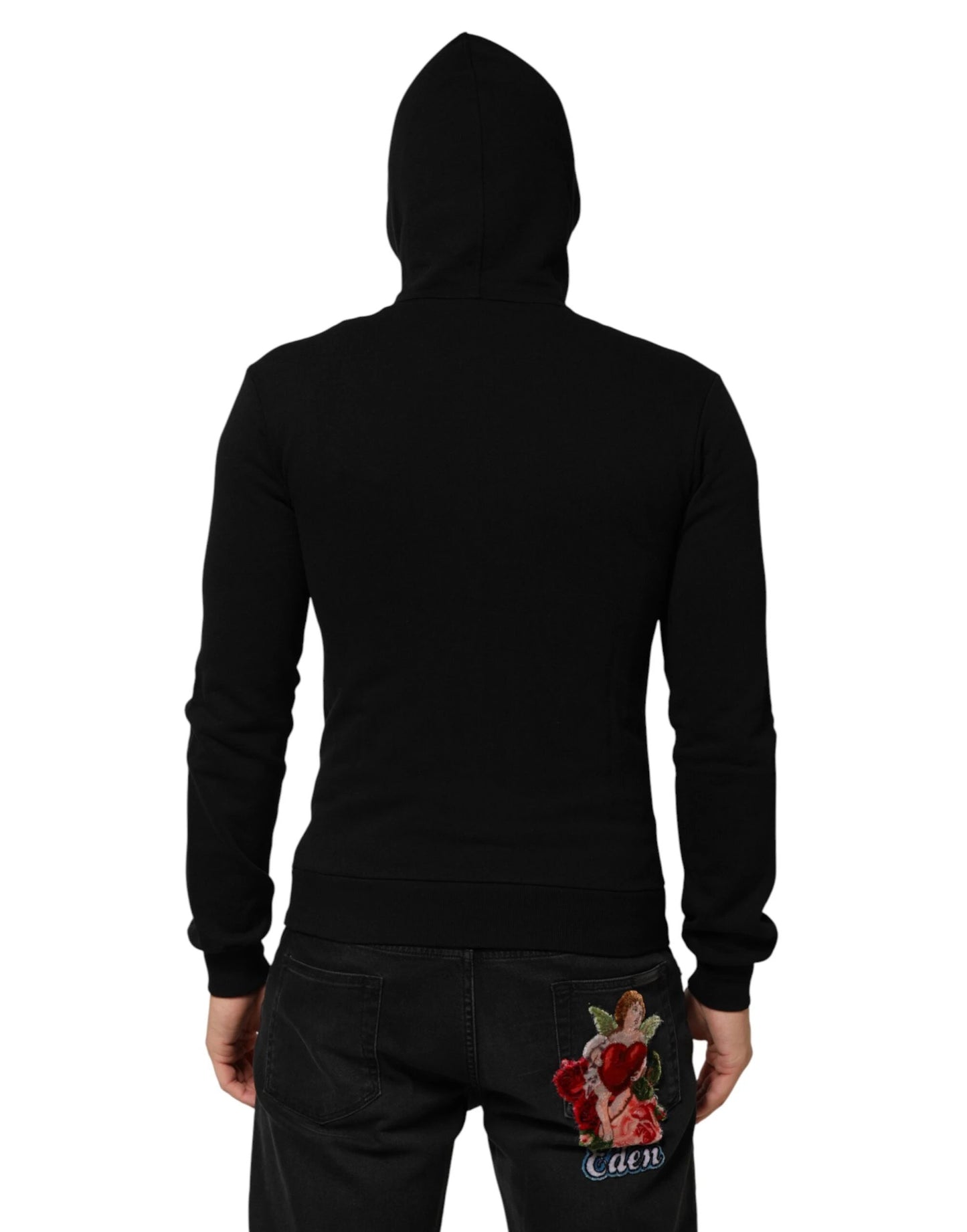 Dolce & Gabbana Sweater Black Cotton Hooded Men Sweatshirt Sweater by Dolce & Gabbana