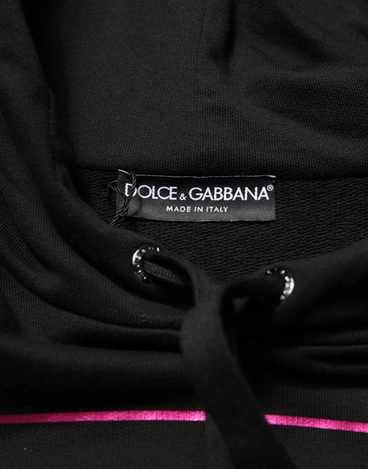 Dolce & Gabbana Black Printed Hooded Men Sweatshirt Sweater by Dolce & Gabbana