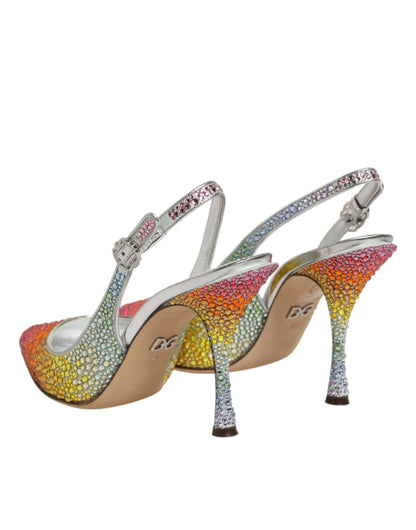 Dolce & Gabbana Multicolor Sequin Slingback Pumps Shoes by Dolce & Gabbana