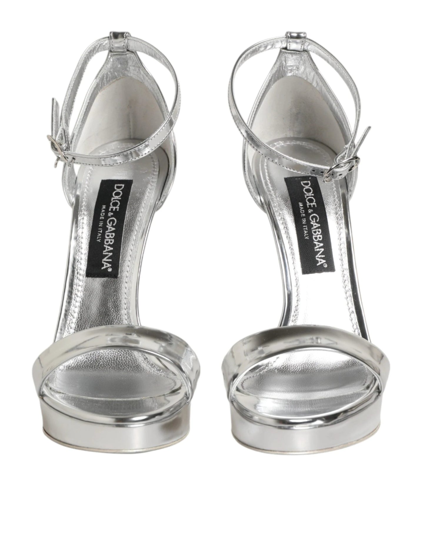 Dolce & Gabbana Silver Leather Platform Keira Sandals Shoes by Dolce & Gabbana