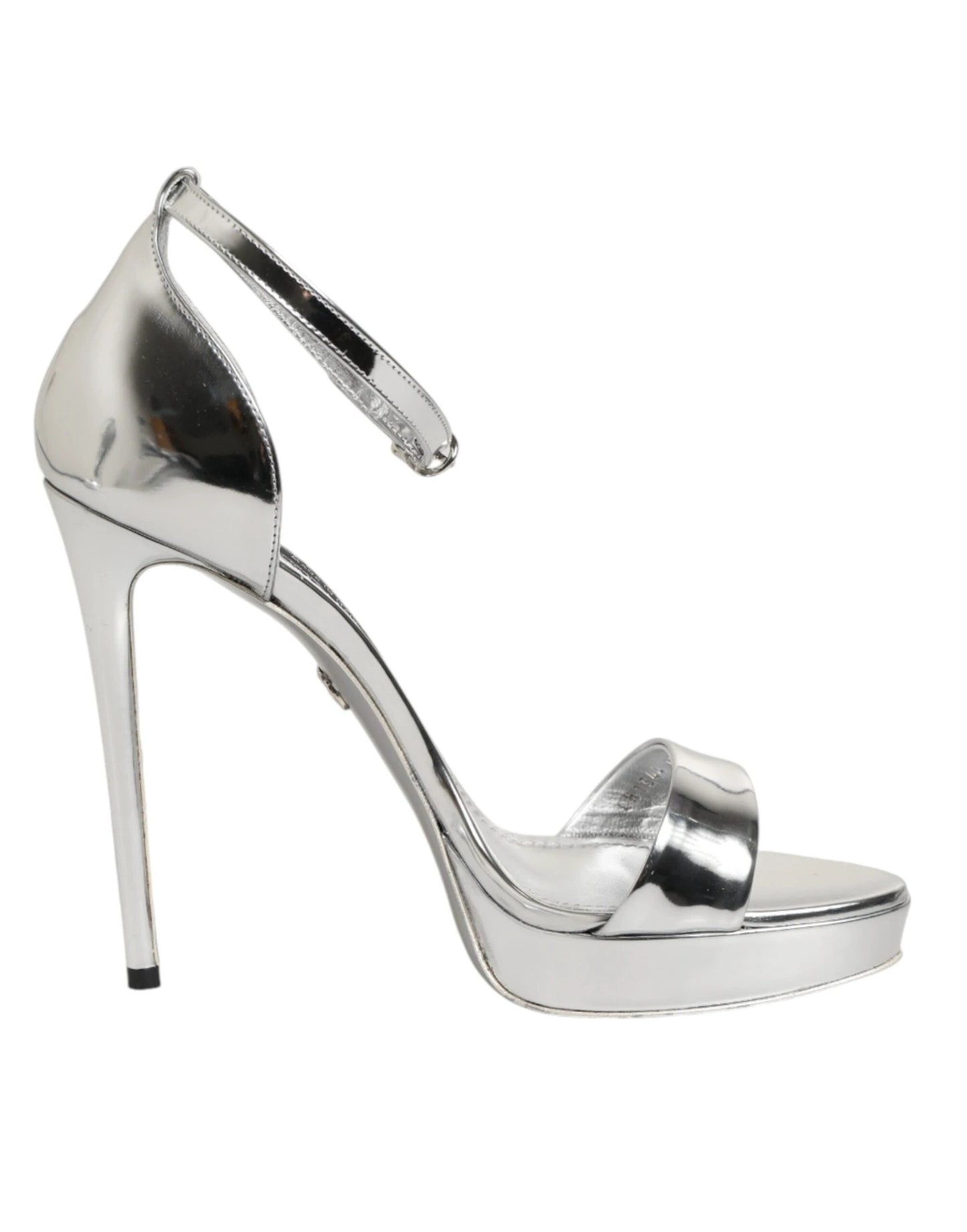 Dolce & Gabbana Silver Leather Platform Keira Sandals Shoes by Dolce & Gabbana