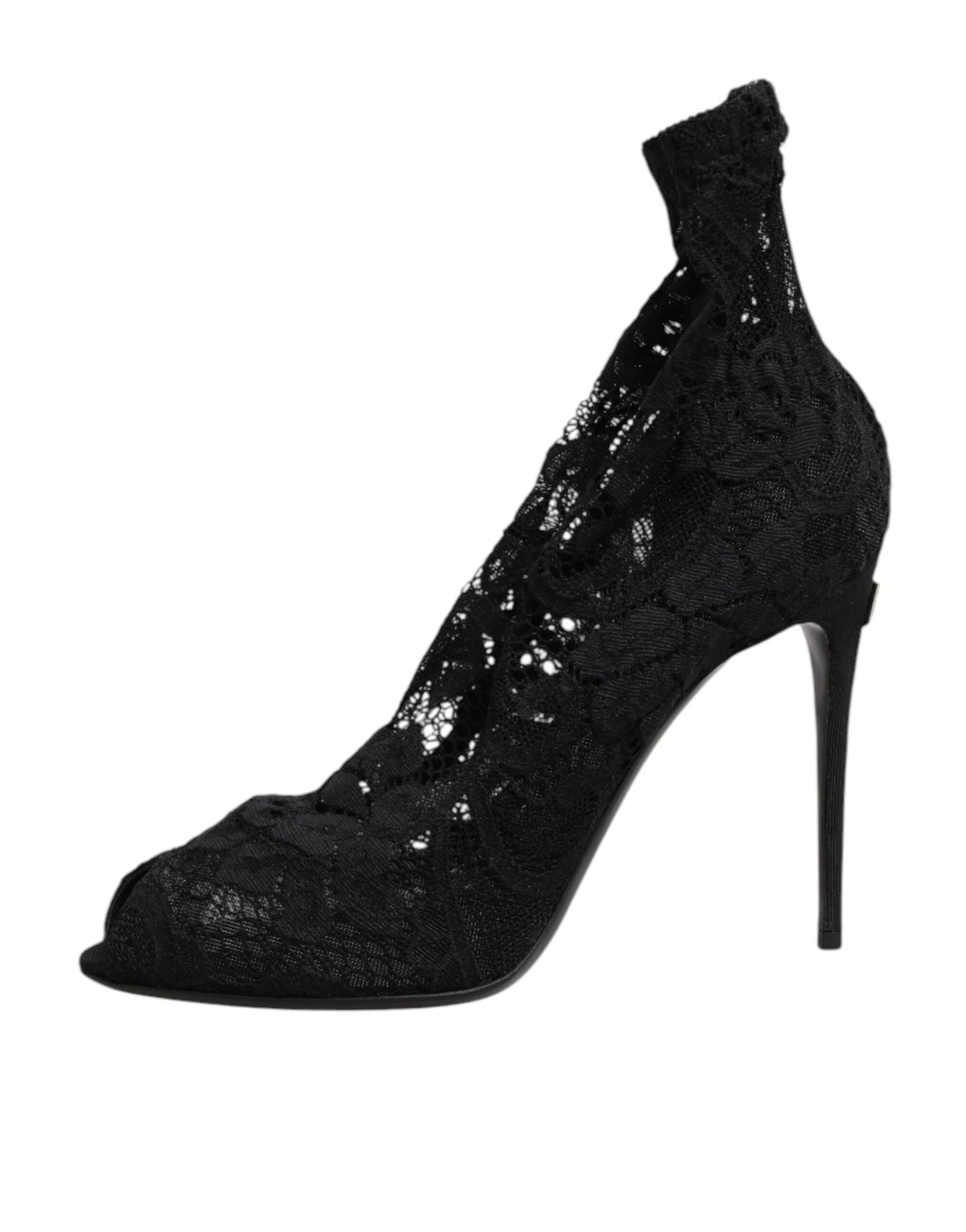 Dolce & Gabbana Black Stretch Taormina Lace Boots Shoes by Dolce & Gabbana