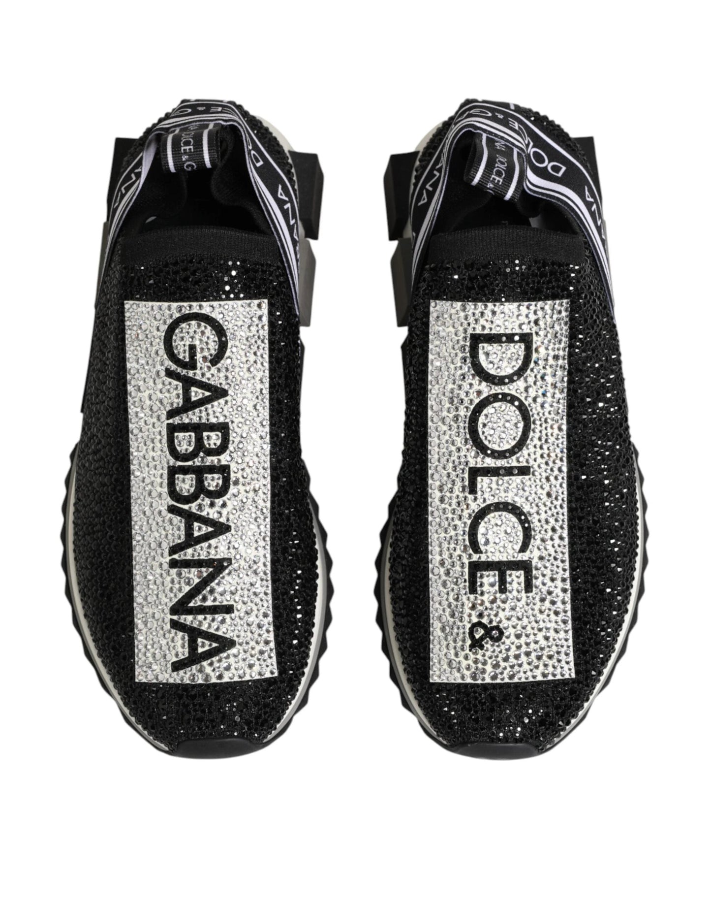 Dolce & Gabbana Black Silver Slip On Sorrento Sneakers Shoes