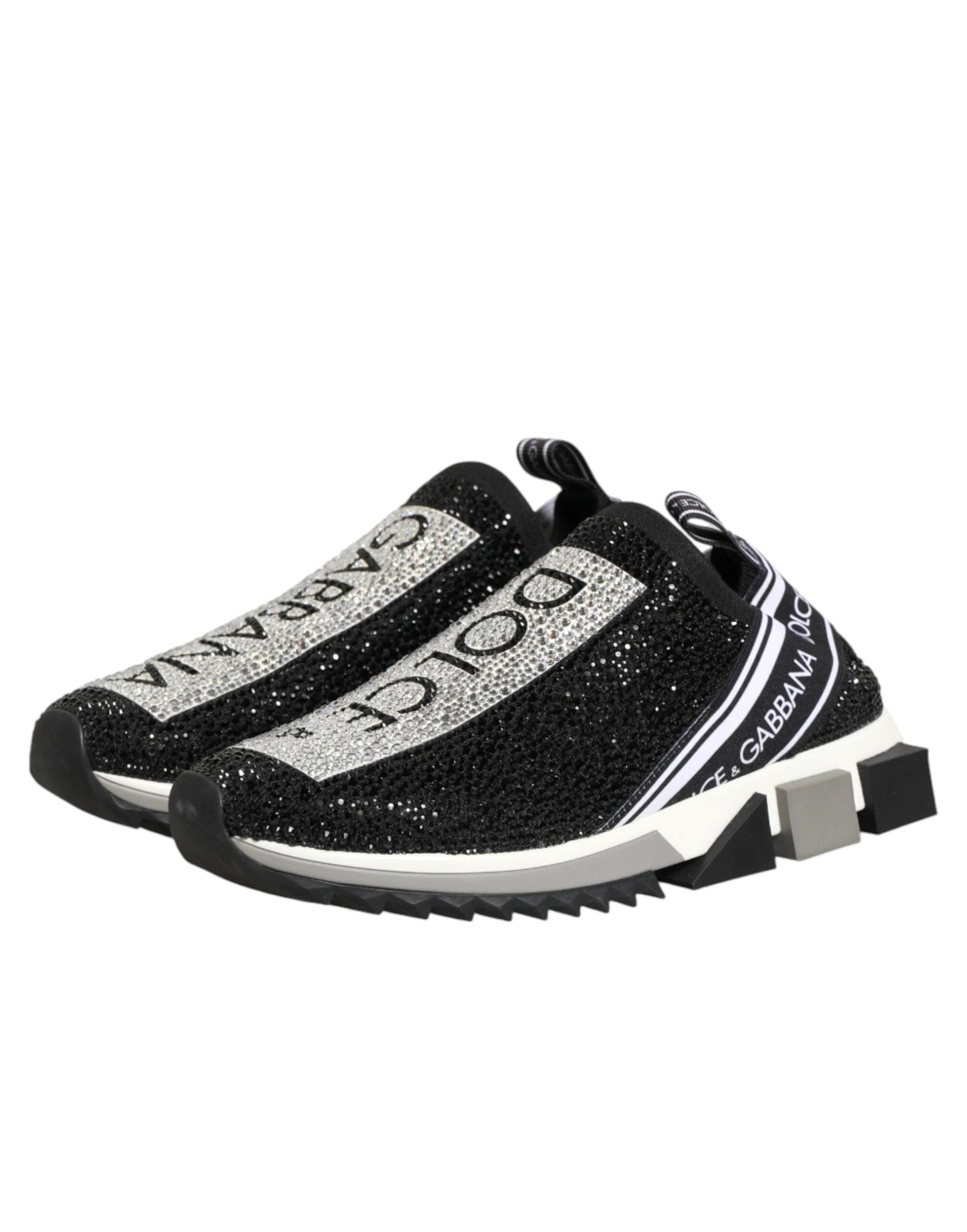 Dolce & Gabbana Black Silver Slip On Sorrento Sneakers Shoes