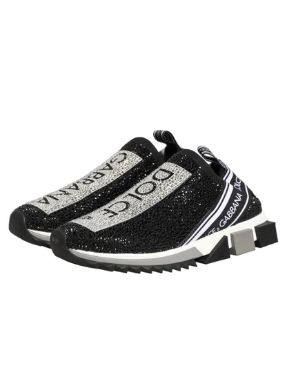 Dolce & Gabbana Black Silver Slip On Sorrento Sneakers Shoes