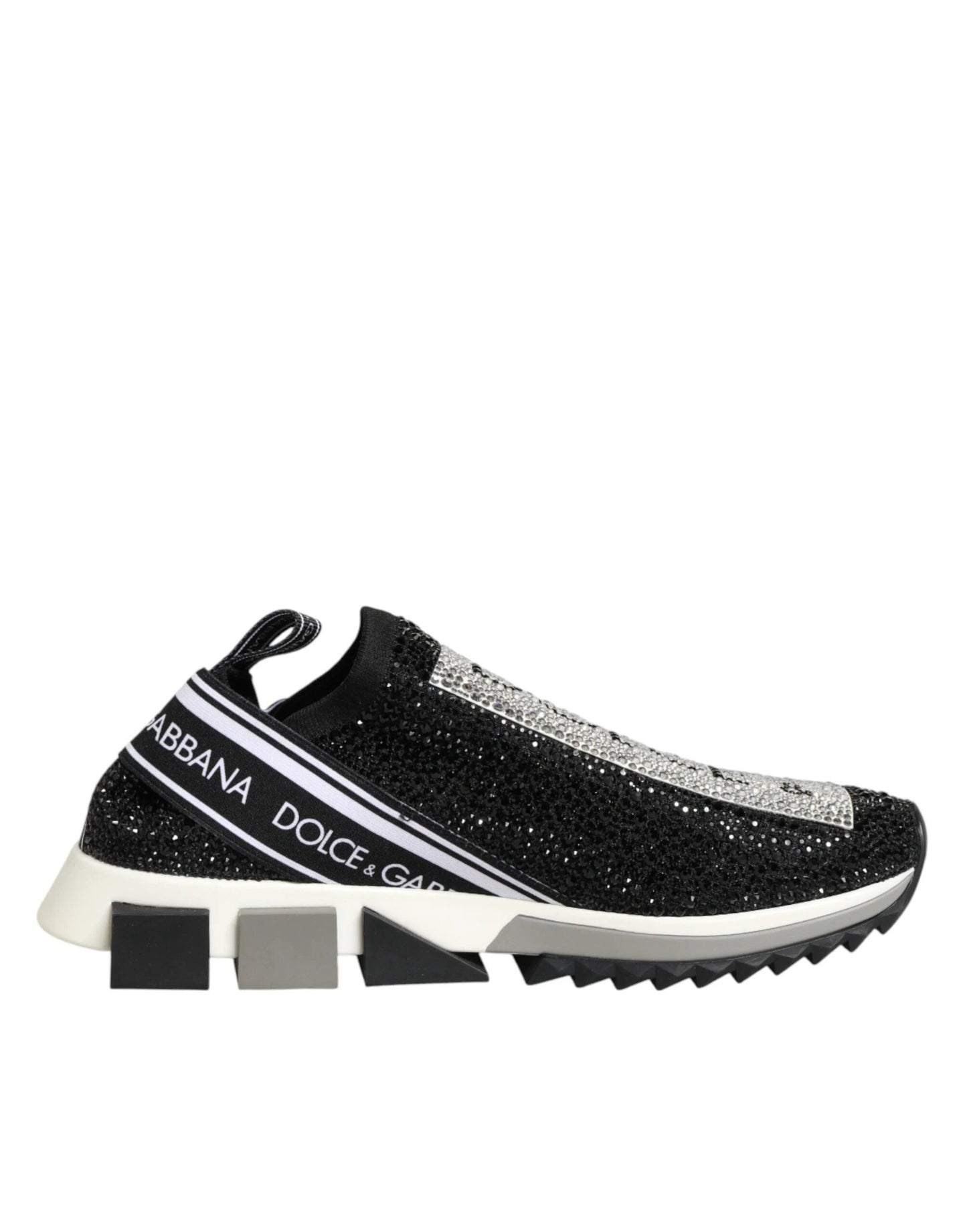 Dolce & Gabbana Black Silver Slip On Sorrento Sneakers Shoes