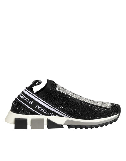Dolce & Gabbana Black Silver Slip On Sorrento Sneakers Shoes