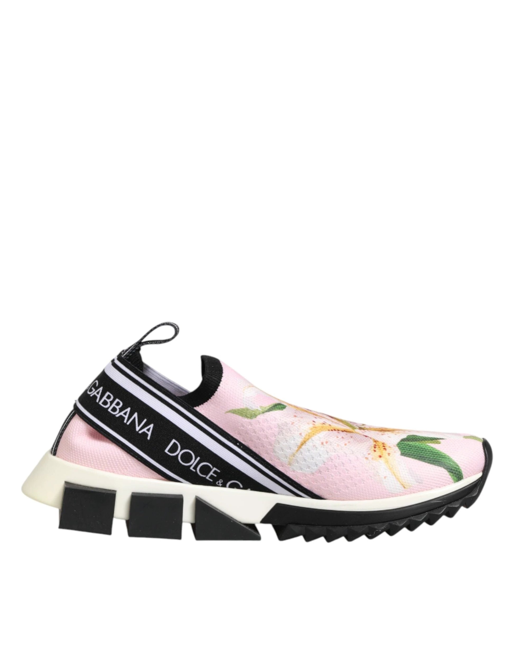 Dolce & Gabbana Pink Floral Sorrento Low Top Sneakers Shoes by Dolce & Gabbana