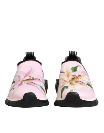 Dolce & Gabbana Pink Floral Sorrento Low Top Sneakers Shoes by Dolce & Gabbana