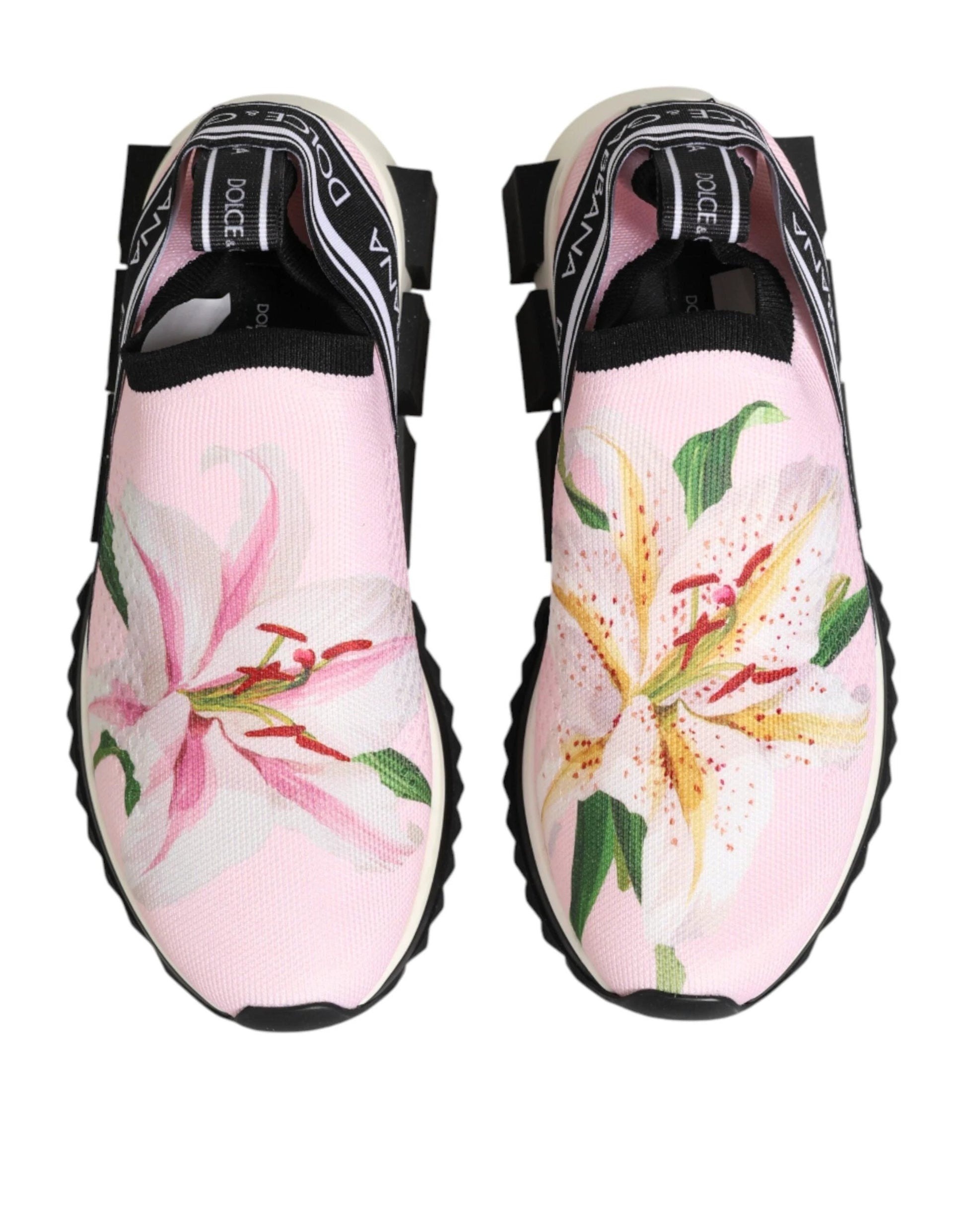 Dolce & Gabbana Pink Floral Sorrento Low Top Sneakers Shoes by Dolce & Gabbana