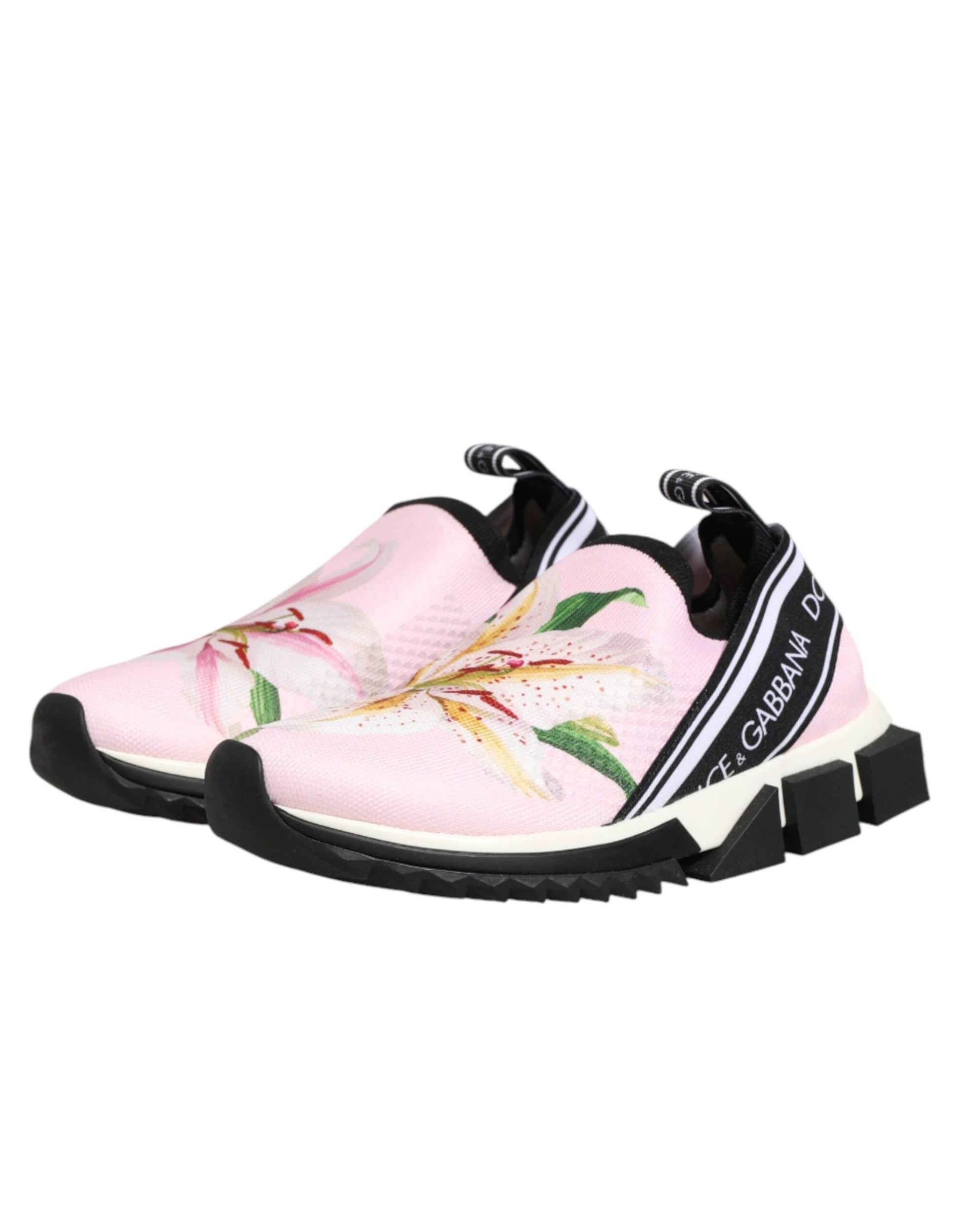 Dolce & Gabbana Pink Floral Sorrento Low Top Sneakers Shoes by Dolce & Gabbana