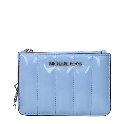 Michael Kors Portefeuille En Cuir Bleu Clair Compact Et Sophistiqué Avec Logo MK Avant Garde Pour Cartes